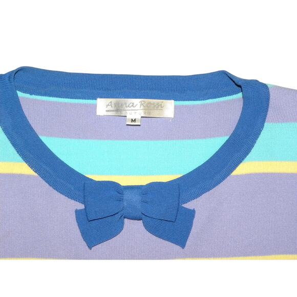 Vintage Tank & Cardigan | Bow Pastel Bright Stripes | Twin Set S - Picture 3 of 10